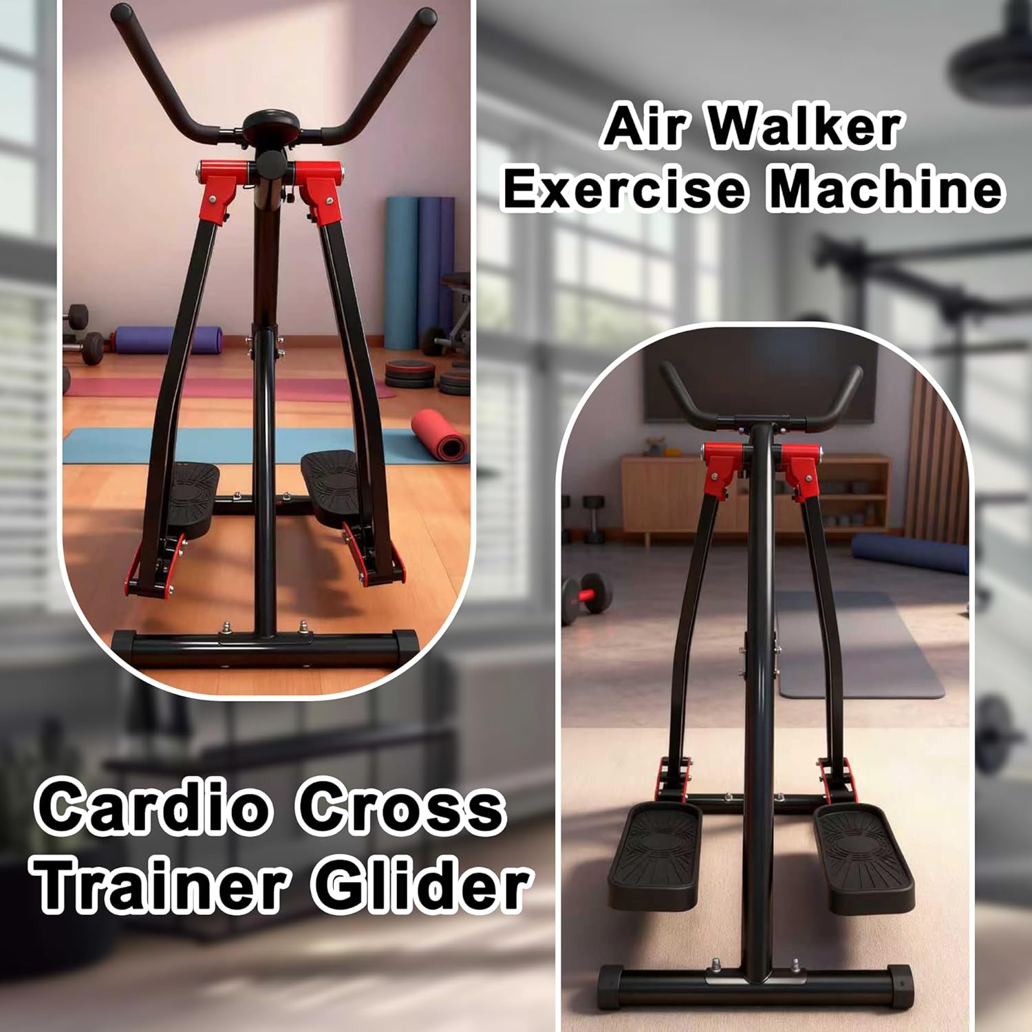 KINMAC Air Walking Elliptical Exercise Machine - Foldable Low-Impact Cardio Trainer with LCD Monitor, Extended Stride & Non-Slip Pedals for Home Gym - Image 3