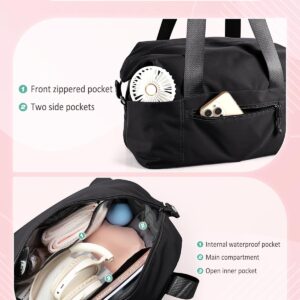 Small Gym Bag with Yoga Mat Holder, Wet Pocket and a Separate Pouch, Small Gym Duffle Bag for Women with Detachable Crossbody Shoulder Strap, Black