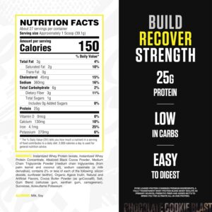 RYSE Loaded Protein Powder – Chocolate Cookie Blast – 25g Whey Protein Isolate & Concentrate with Prebiotic Fiber & MCTs – Low Carb, Low Sugar, Digestive-Friendly – 20 Servings / 1.5 lb Tub