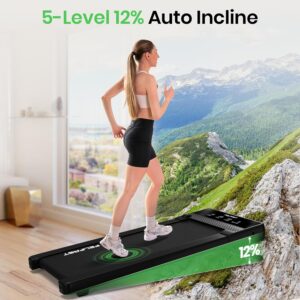 Walking Pad with 12% 6° Auto Incline, Under Desk Treadmill for Home Office w/Remote Control, 6 HIIT Mode, 265 Lbs Weight Capacity, 4 MPH Max, Desk Treadmill in LED Display