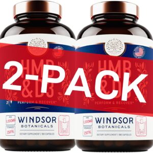 HMB and Vitamin D3 Supplement – Muscle Growth, Strength, Performance and Recovery Support – B-Hydroxy B-Methylbutyrate, D3 Plus Calcium, 1,000 MG HMB Supplements – 180 Days, 360 Capsules
