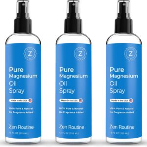 Pure Magnesium Oil Spray 12oz (3-Pack) – USP Grade Topical Magnesium Glycinate for Feet, Body & Muscles – Helps with Leg Cramps, Relaxation & Recovery – Made in USA
