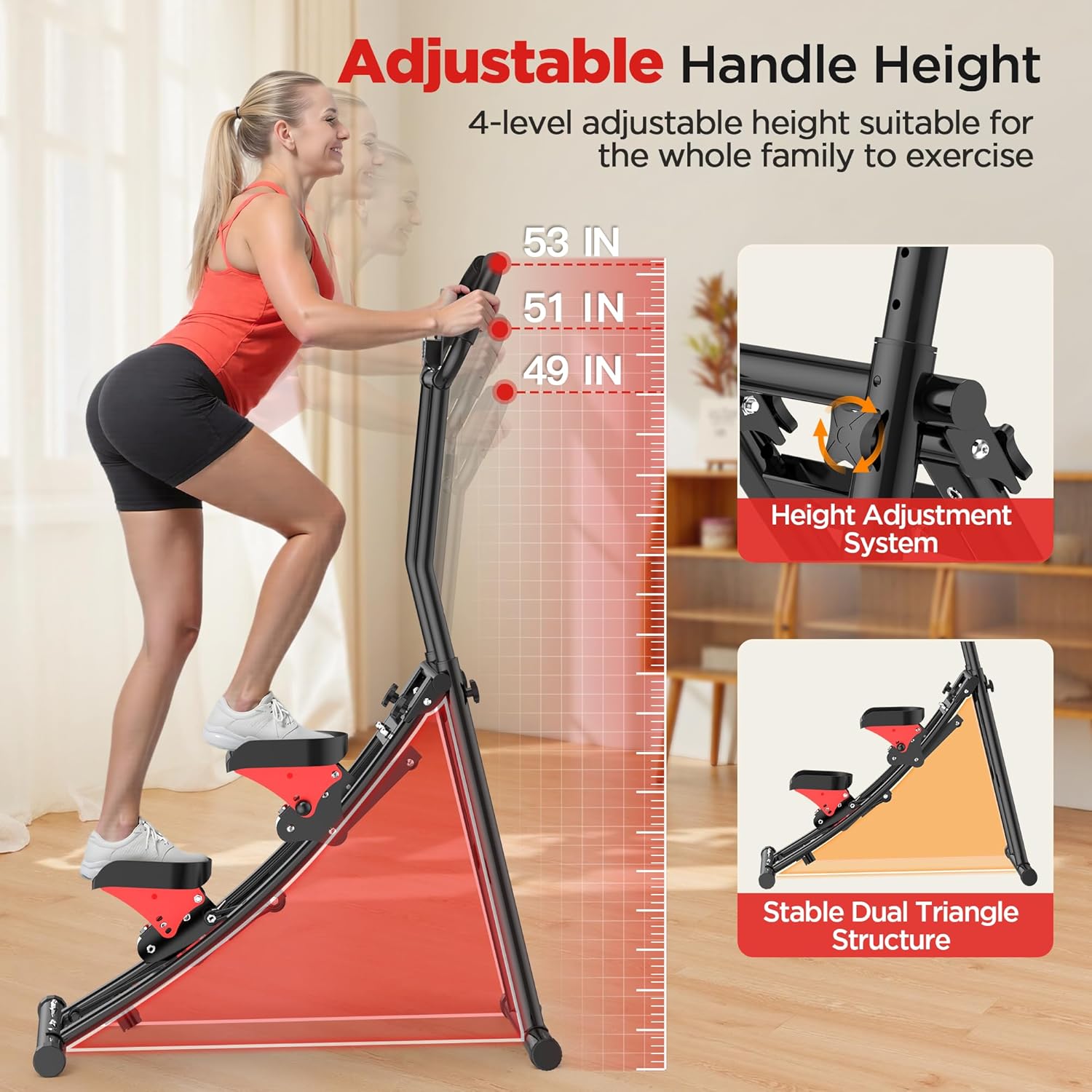 Stair Stepper for Home Gym, Folding Stair Climber for Full Body Workout with Adjustable Handlebar & Pedals, Compact Vertical Climber Cardio Exercise Machine for Women & Men - Image 5