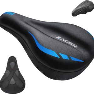Zacro Bike Seat Cushion – Gel Padded Bike Seat Cover for Men & Women Comfort, Adjustable Velco Secure Bicycle Cushion Saddle, Fit with Peloton Bicycle
