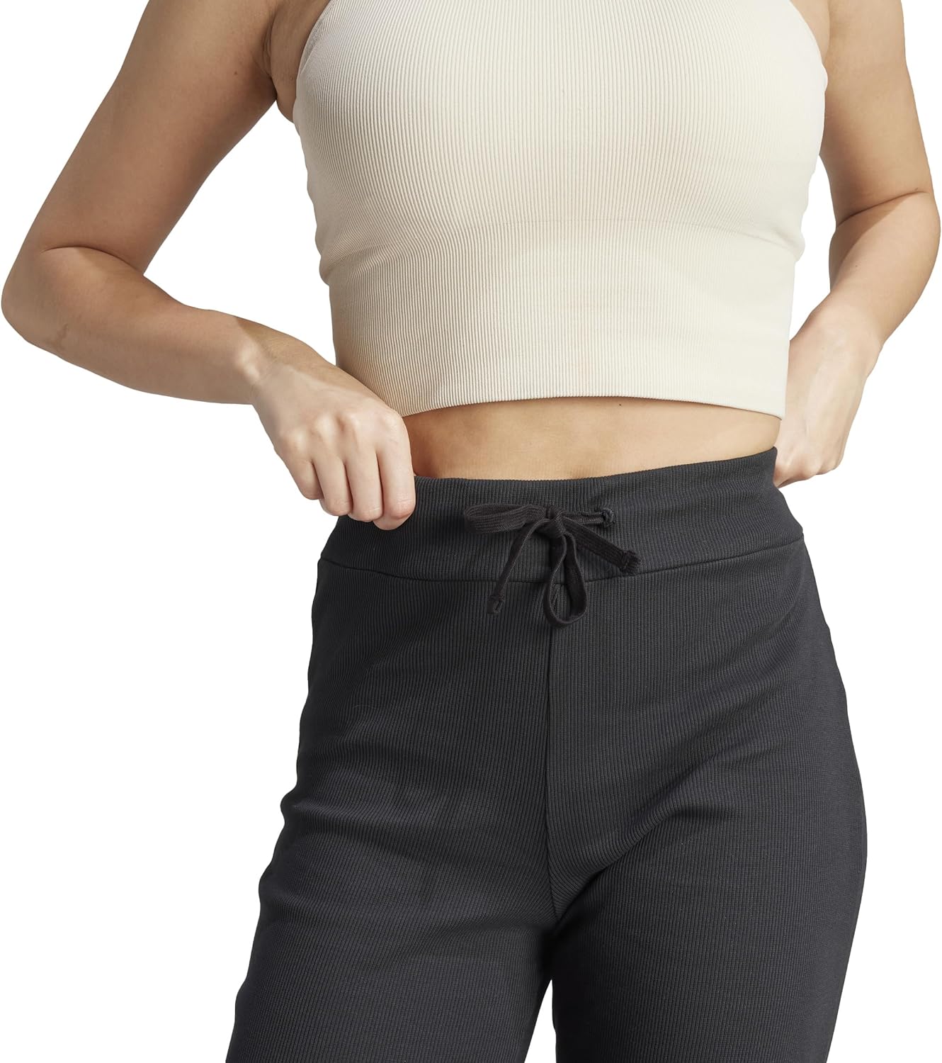 Adidas Womens Lounge Ribbed Flared Leg Pants - Image 6