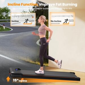 Walking Pad with Incline, Under Desk Portable Foldable Treadmill for Home Office, Walking Pad 4 in 1 for Walking Running, 2.5HP Compact Small Treadmill with Remote Control