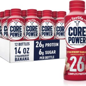 Core Power Protein Shake, Strawberry Banana, 26g Bottle, 14oz, 12 Pack