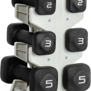 Tone Fitness Neoprene Dumbbell Set with Storage Rack – Non-Slip, Anti-Roll Hand Weights for Home Gym Workouts | 20 lb, 32 lb, 50 lb, 60 lb & 100 lb Options