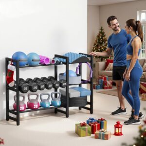 Dumbbell Rack 3-Tier Weight Stand Dumbbell Storage 50In Length For Home Gym Adjustable Spacing
