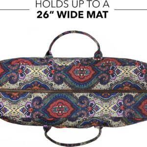 Kindfolk Yoga Mat XL Duffel Bag Extra Large Patterned Canvas with Pocket and Zipper