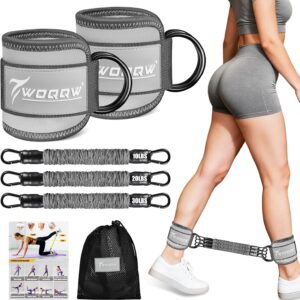 Ankle Resistance Bands with Cuffs, Leg and Glutes Workout Equipment, Resistance Bands with Ankle Straps for Cable Machine Kickbacks, Booty Workouts, Lower Body Exercises – Home Gym Exercise Equipment