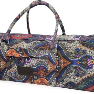 Kindfolk Yoga Mat XL Duffel Bag Extra Large Patterned Canvas with Pocket and Zipper