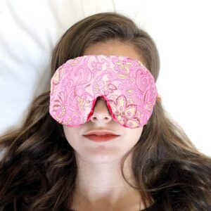 Opulence Weighted Yoga Eye Mask – Handmade Relaxation Pillow for Meditation & Savasana – Lavender Scented or Unscented, Flaxseed Filled, Satin & Velvet with Adjustable Strap