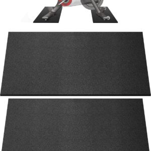 Double Mat Compatible with Peloton Bike, Row & Concept 2 Rowing Machine, Thickness 6mm, Bike Trainer Accessories, Mat Protect Hardwood Floor Carpet, for Home Gym Exercise
