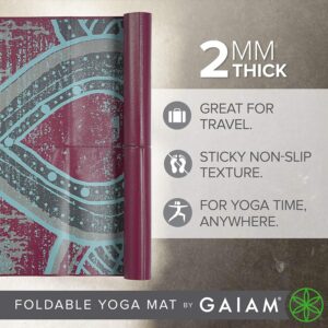 Gaiam Yoga Mat – Folding Travel Fitness & Exercise Mat – Foldable Yoga Mat for All Types of Yoga, Pilates & Floor Workouts (68″L x 24″W x 2mm Thick)