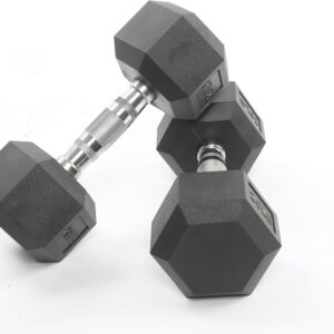 GAOMON Hex Dumbbell Set – Rubber & PEV Coated Free Weights with Non-Slip Anti-Roll Handles for Strength Training (Unisex Home Gym Exercise Equipment)