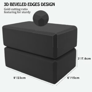 Yoga Blocks 2 Pack, Supportive Latex-Free Eva Foam Soft Non-Slip Blocks with Beveled Edges for Yoga, Pilates, Meditation – Yoga Accessories for Stability, Balance, Deepen Stretches