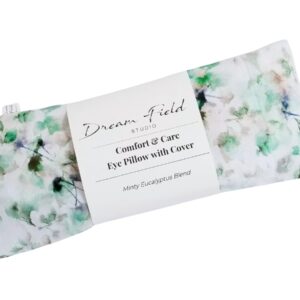 Handmade Eucalyptus Mint Aromatherapy Eye Pillow – Soft Washable Cover, Weighted with Natural Flaxseed | Green Watercolor Sketch