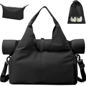 Aucuu Yoga Mat Bag, Sport Gym Bag Womens, Lightweight Yoga Bag with Yoga Strap, with Shoes Compartment and Wet Pocket