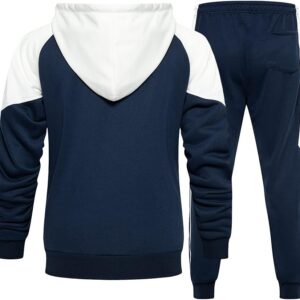 MANTORS Men’s Hooded Athletic Tracksuit Casual 2 Pieces Suits Color Block Hoodies and Sweatpants Set