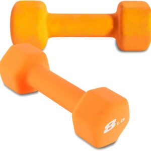 8LB Set of 2 Hex Dumbbells Rubber Coated Cast Iron Hex Black Dumbbell Free Weights for Exercises Neoprene Dumbbell Hand Weights Anti-Slip Anti-roll Hex Shape Colorful 8Lbs Pair