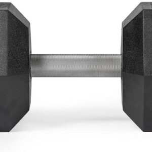 Titan Fitness 70 LB Pair Free Weights, Black Rubber Coated Hex Dumbbell, Straight Stainless Steel Handle, Strength Training, Full Body Workout