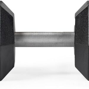 Titan Fitness 60 LB Pair Free Weights, Black Rubber Coated Hex Dumbbell, Straight Stainless Steel Handle, Strength Training, Full Body Workout
