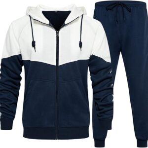 MANTORS Men’s Hooded Athletic Tracksuit Casual 2 Pieces Suits Color Block Hoodies and Sweatpants Set