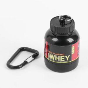 Protein Powder and Supplement Funnel Keychain – Protein Powder Container with Durable Key-Chain Portable to-Go Container for The Gym, Workouts, Fitness, and Travel, Black (1Pack)