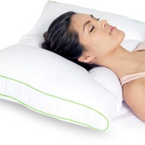 Sleep Yoga Dual Position Neck Design, Hypoallergenic, Ergonomically Designed Cervical Pillow to Help Improve Posture, Flexibility, and Sleep Quality, Medium Soft, White