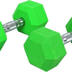 Fivids Colored Rubber Encased Hex Dumbbell in Pairs