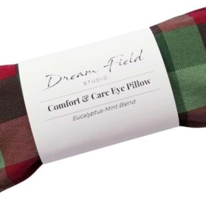 Handmade Mint Eye Pillow – Weighted Aromatherapy Mask with Natural Botanicals – Cooling or Warming Home Spa Comfort – Relaxation Gift for Self-Care – USA Made – Holiday Plaid