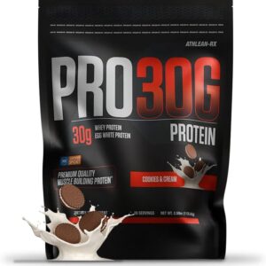 ATHLEAN-X PRO-30G, Premium Whey Protein Isolate Powder, Cookies and Cream, Gluten-Free, Low Sugar, 30g of High Protein Powder for Muscle Recovery & Growth