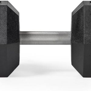 Titan Fitness 75 LB Pair Free Weights, Black Rubber Coated Hex Dumbbell, Straight Stainless Steel Handle, Strength Training, Full Body Workout