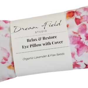 Lavender Eye Pillow with Washable Cover – Handmade Aromatherapy Eye Mask | Pink Watercolor Print