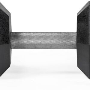 Titan Fitness 40 LB Pair Free Weights, Black Rubber Coated Hex Dumbbell, Straight Stainless Steel Handle, Strength Training, Full Body Workout
