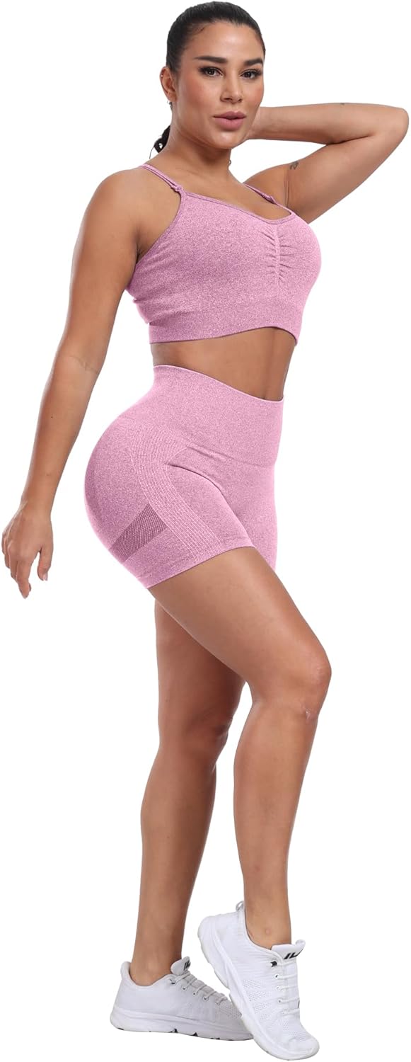 CHRLEISURE Women's 4 Packs Workout Gym Shorts, High Waisted Butt Lifting Scrunch Butt Seamless Booty Shorts - Image 4