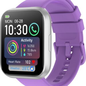 Smart Watch for Men Women, 1.85″ HD Smart Watch with Bluetooth Calls, 120+ Sport Modes Fitness Watch, Fitness Tracker 24/7 Heart Rate/Sleep Monitor, IP68 Waterproof, iOS Android Compatible (Purple)