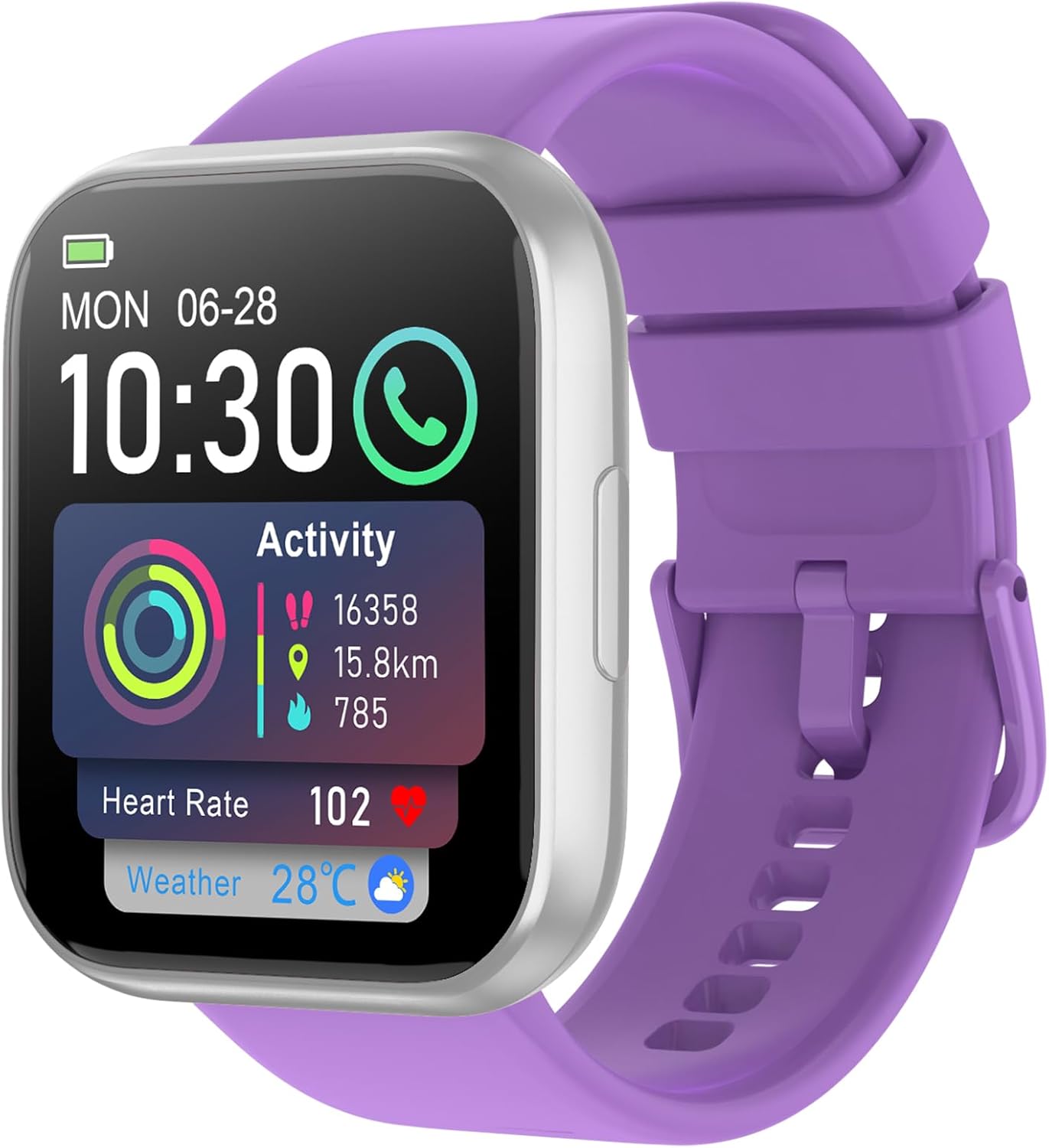 Smart Watch for Men Women, 1.85" HD Smart Watch with Bluetooth Calls, 120+ Sport Modes Fitness Watch, Fitness Tracker 24/7 Heart Rate/Sleep Monitor, IP68 Waterproof, iOS Android Compatible (Purple)