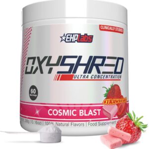 EHP Labs OxyShred Pre Workout Powder – Preworkout Powder with L Glutamine & Acetyl L Carnitine, Energy Boost Drink – Cosmic Blast, 60 Servings