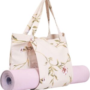 YHSHYZH Yoga Mats bag for Women, Canvas Bags for Yoga Mat & Blocks Women, Floral Gym Valentine’s Day Gifts for Yoga Lover
