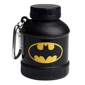 Smartshake Justice League Whey2Go Batman Protein Powder Storage Container 50g – BPA Free Shaker Bottle Funnel for Whey Protein Powder – 110ml, DC Comics Batman