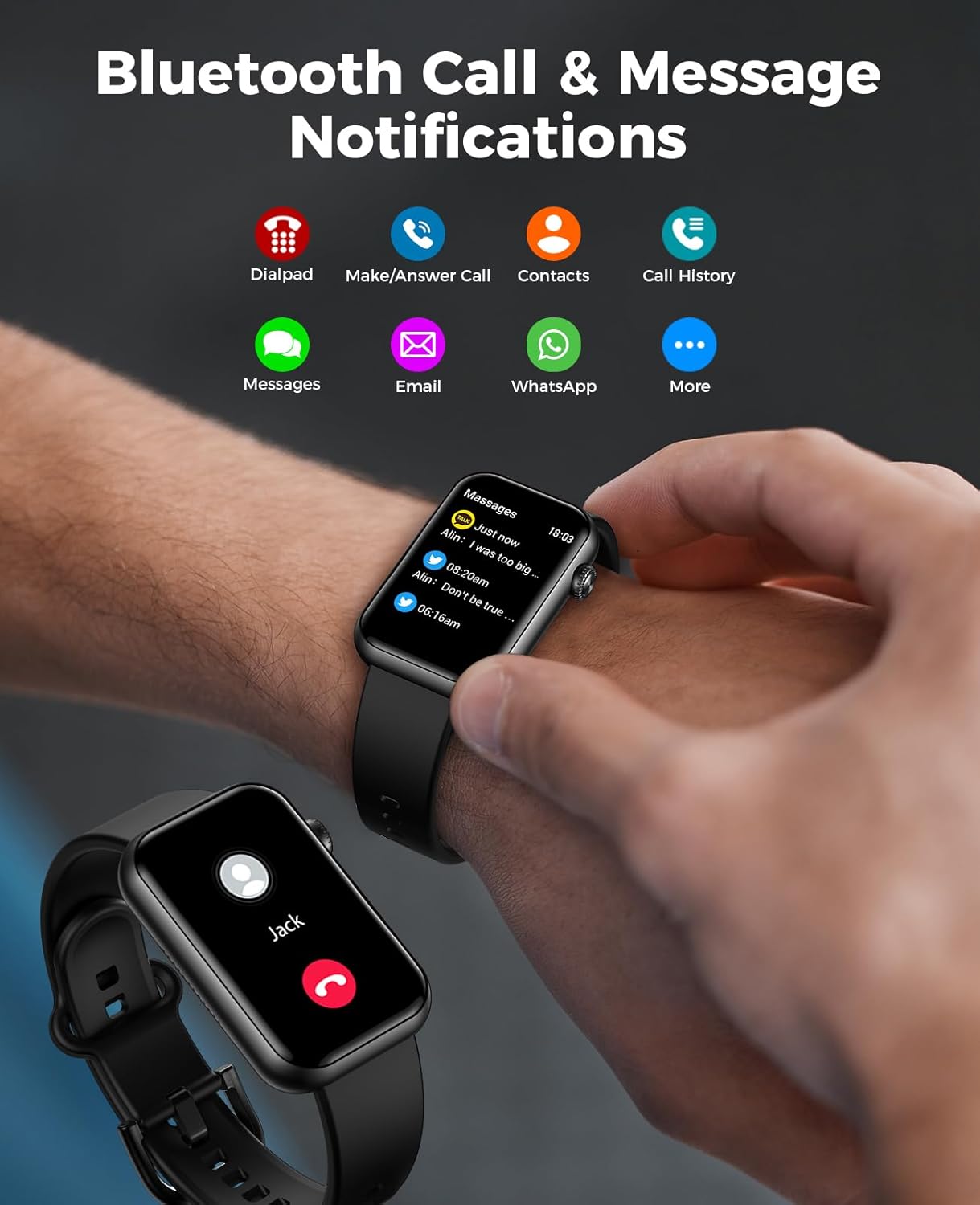 Smart Watch Fitness Tracker (Answer/Make Calls), 24/7 Heart Rate Spo2 Blood Pressure Monitor Sleep Tracker, 114 Sports Modes Calorie Step Tracker Pedometer, Waterproof Activity Tracker for Women Men - Image 2