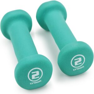 Crown Sporting Goods Set of 2 Body Sculpting Hand Weights – Soft Neoprene Coated Dumbbell Set – Supplies for Exercise, Workout, Weight Loss, Body Building – for Men, Women, Seniors, Teens, and Youth