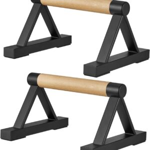 BESTWEI Wood Triangle Push Up Bars for Floor, Strength Training Pushup Stands Parallettes Bars for Home Calisthenics, Fitness, Floor Workouts Solid Wood with Sturdy Metal Bracket, Support 500 lbs