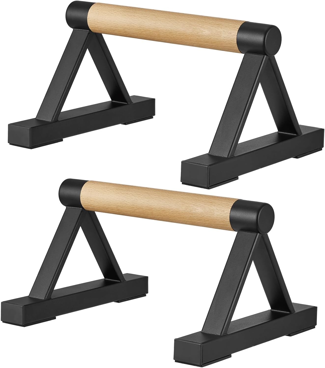 BESTWEI Wood Triangle Push Up Bars for Floor, Strength Training Pushup Stands Parallettes Bars for Home Calisthenics, Fitness, Floor Workouts Solid Wood with Sturdy Metal Bracket, Support 500 lbs