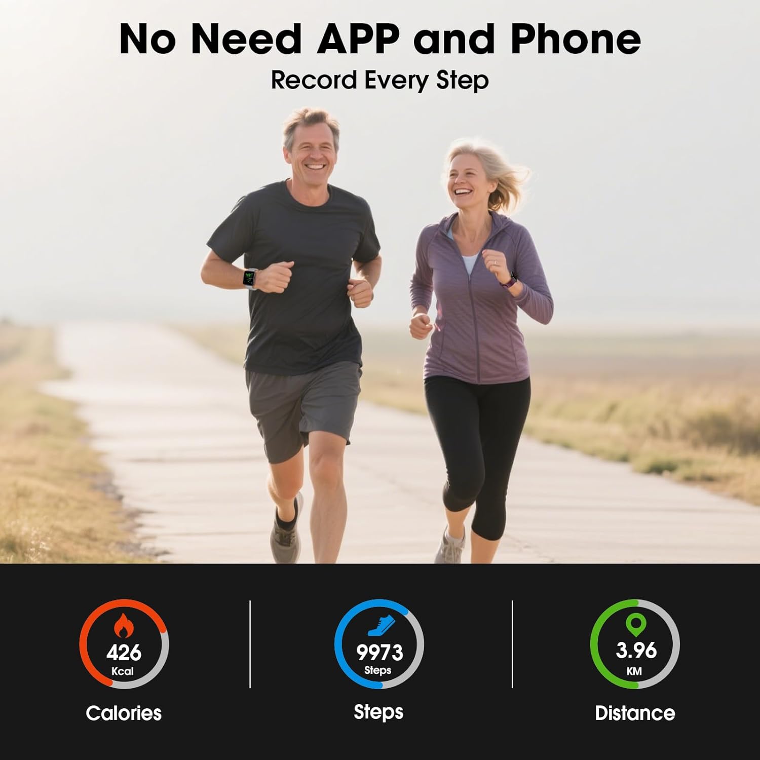 Pedometer Watch Senior Friendly No App/Phone Required, Waterproof Fitness Tracker Watch with Step Counter Calories/Sleep Tracker for Walking Running for Men Women - Image 3
