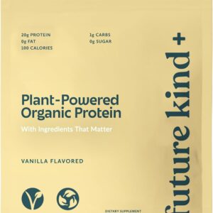 Future Kind Vegan Protein Powder, Vanilla, Pea Plant Protein for Lean Muscle with Iron & Fiber, Whey-Free, Sugar-Free, Soy-Free, Non-Dairy (34 Servings)