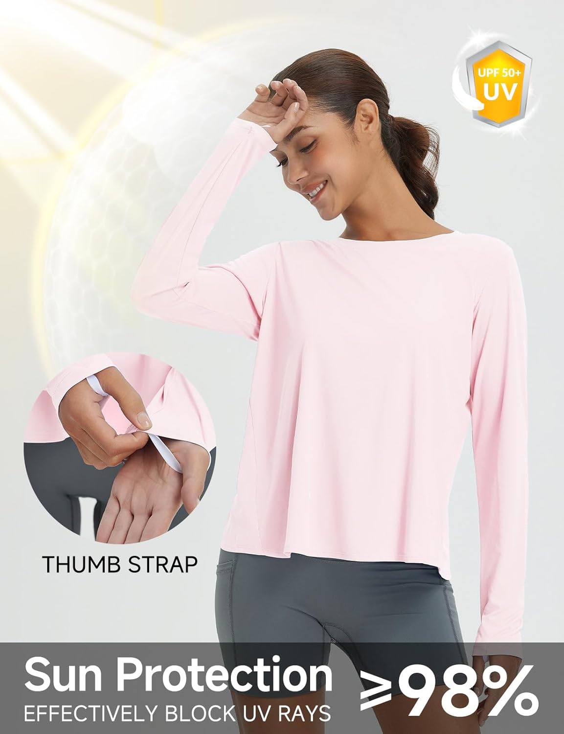 baleaf Women's Long Sleeve Workout Tops Athletic Shirts Split Back Running Gym Quick Dry Sun Protection UPF 50+ - Image 5