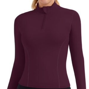 ZHENWEI Womens Workout Tops Long Sleeve Quarter Zip Pullover Quick Dry Golf Shirt Athletic Slim Fit Crop Yoga Gym Tops